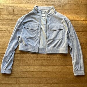 Aerie Grey Cropped Zip-Up